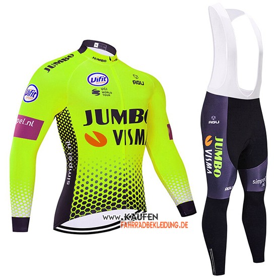 Jumbo Visma Langarmtrikot 2019 und Lange Tragerhose Grun Shwarz